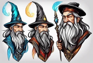 Middle age wizard with air staff tattoo idea