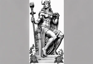 GREEK GODess thor STATUE
ARM SLEEVE 
REALISTIC tattoo idea