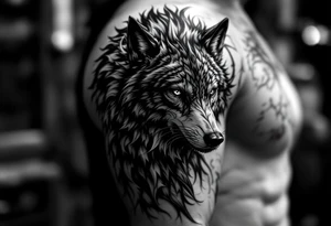 A PWERFUL MAJESTIC ALTERED MAJESTIC DREAM WOLF tattoo idea