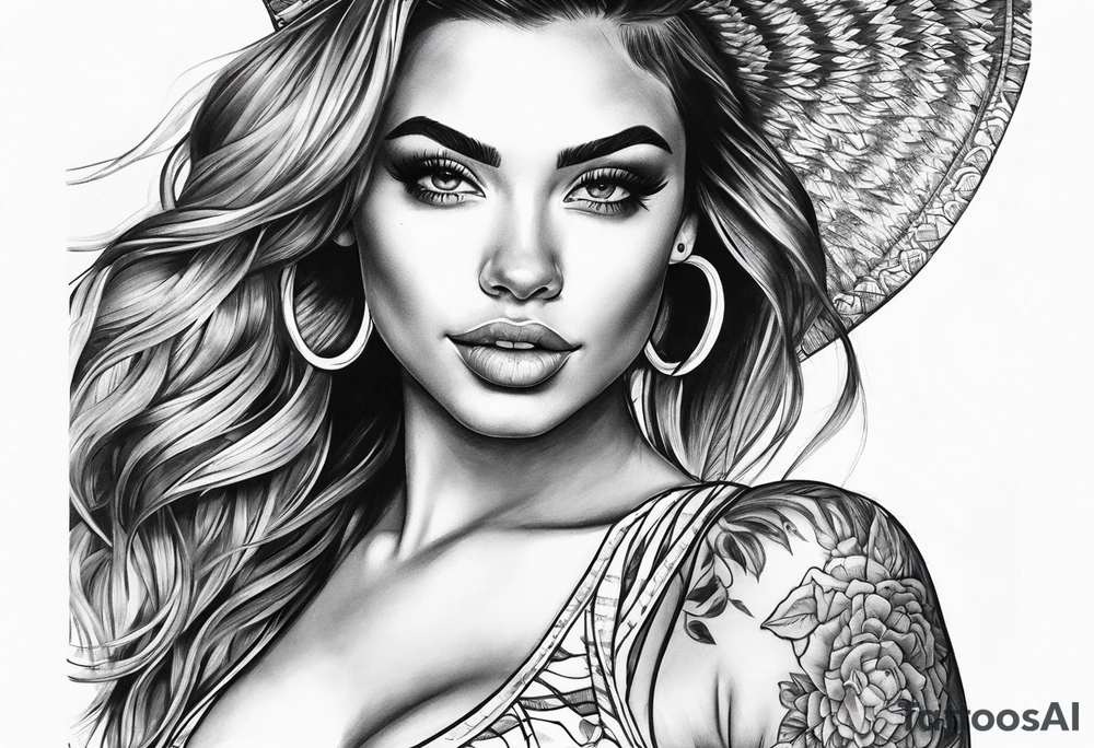 Woman in bikini tattoo idea
