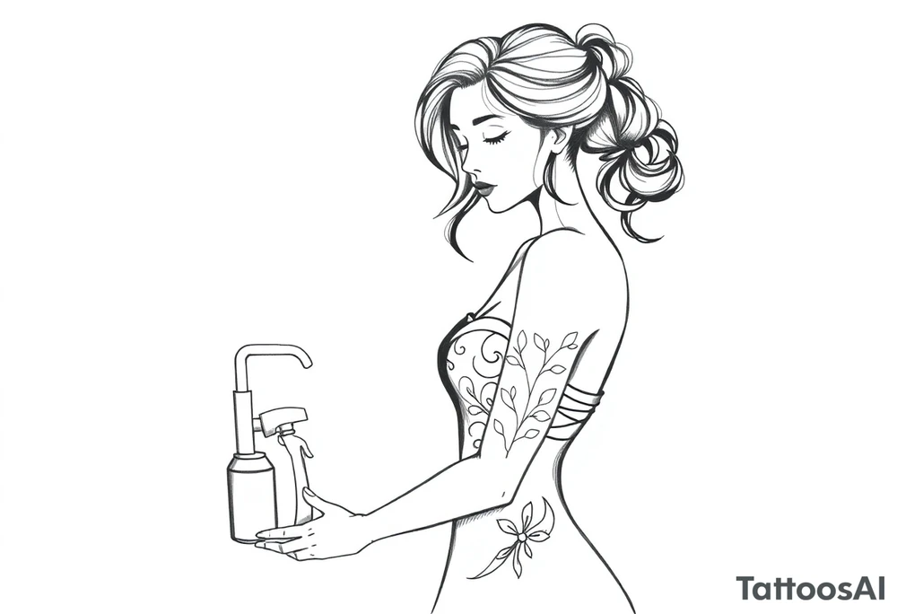 girl cleaning bathroom tattoo idea