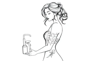 girl cleaning bathroom tattoo idea