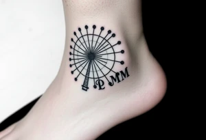 Can you create a  Ferris wheel in a very minimalist way with each of our initials? Those would be for a tattoo and initials  are for C , A , D , M tattoo idea