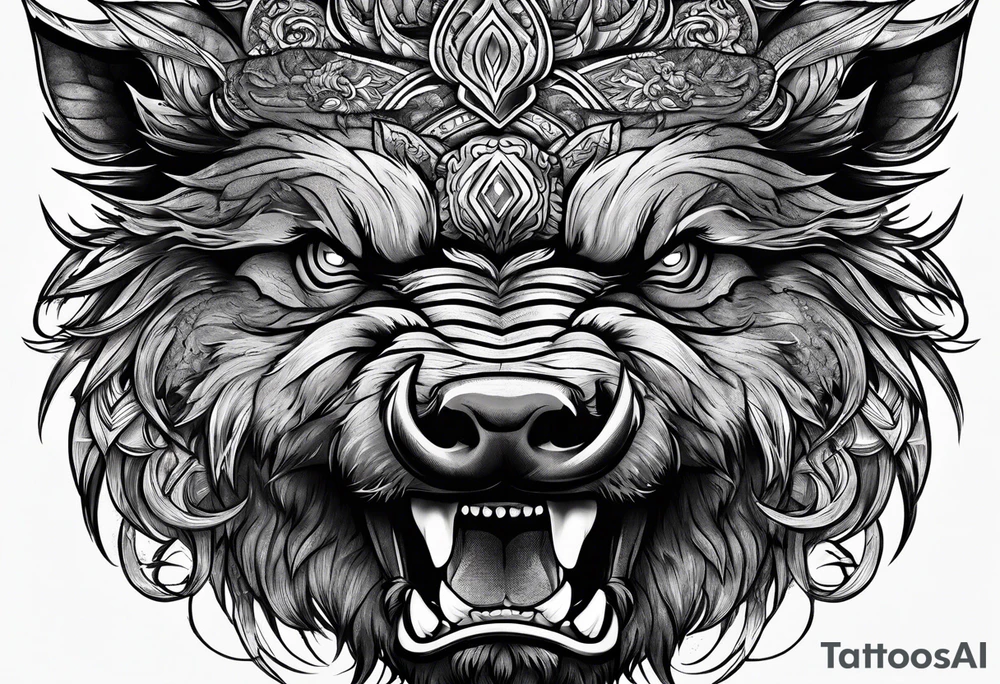 face angry boar tattoo idea