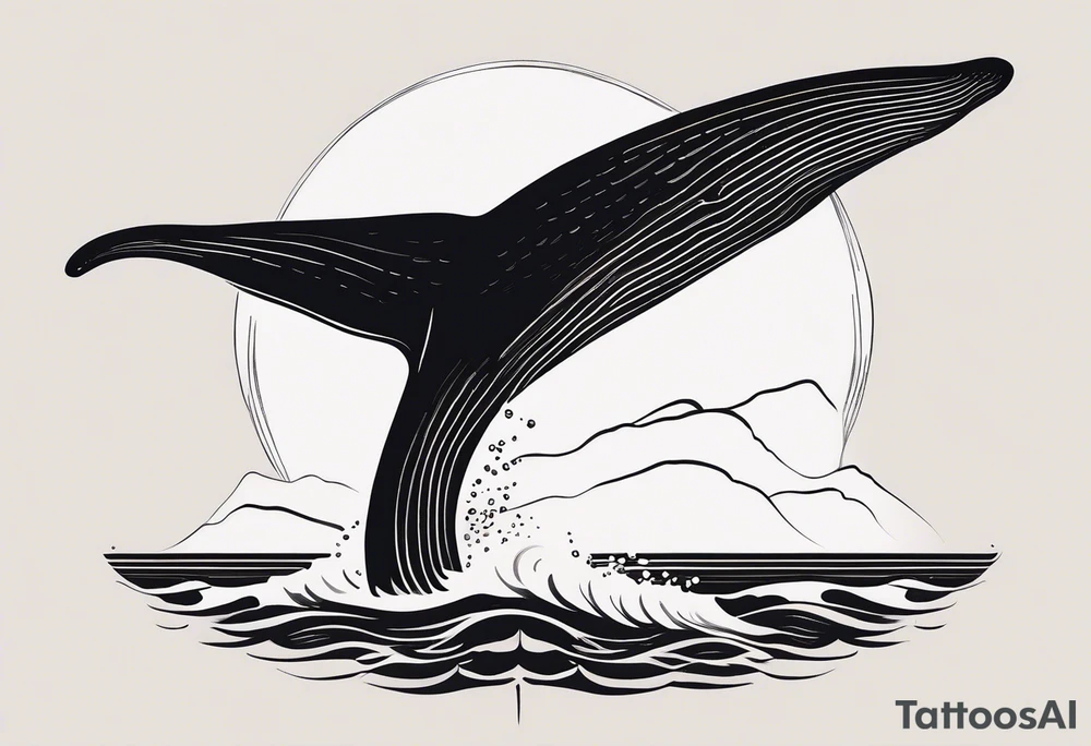Dainty and delicate whale tail in sunset tattoo idea