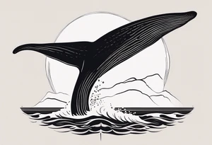 Dainty and delicate whale tail in sunset tattoo idea