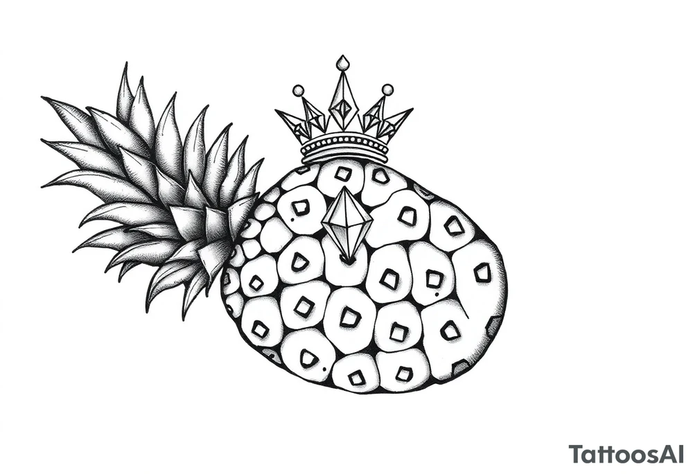 pineapple with diamonds  and magestic, crown, vagina, anus, pubic tattoo idea