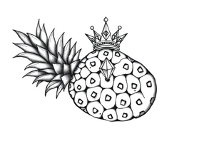 pineapple with diamonds  and magestic, crown, vagina, anus, pubic tattoo idea