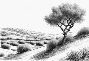 Olive trees individual leaves floating in the wind tattoo idea