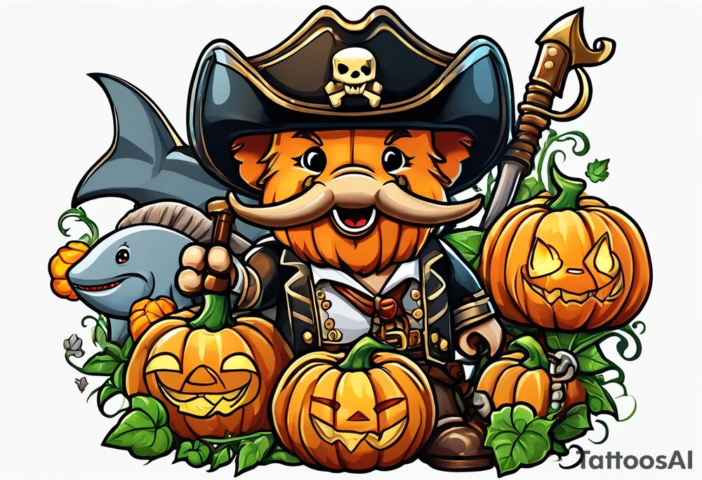 Pumpkin, pirate, elephant, lego, shark, fish, tattoo idea