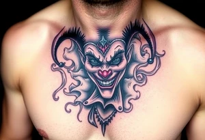 jester in a fog of smoke tattoo idea