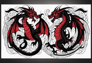 Red and black dragons tattoo idea