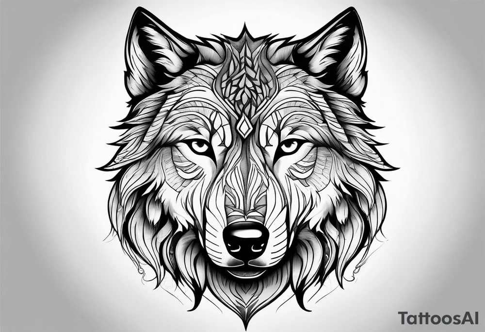 Wolf face, front on tattoo idea