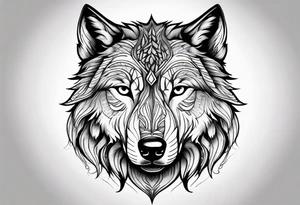 Wolf face, front on tattoo idea