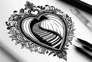 A heart with a staircase going into it tattoo idea