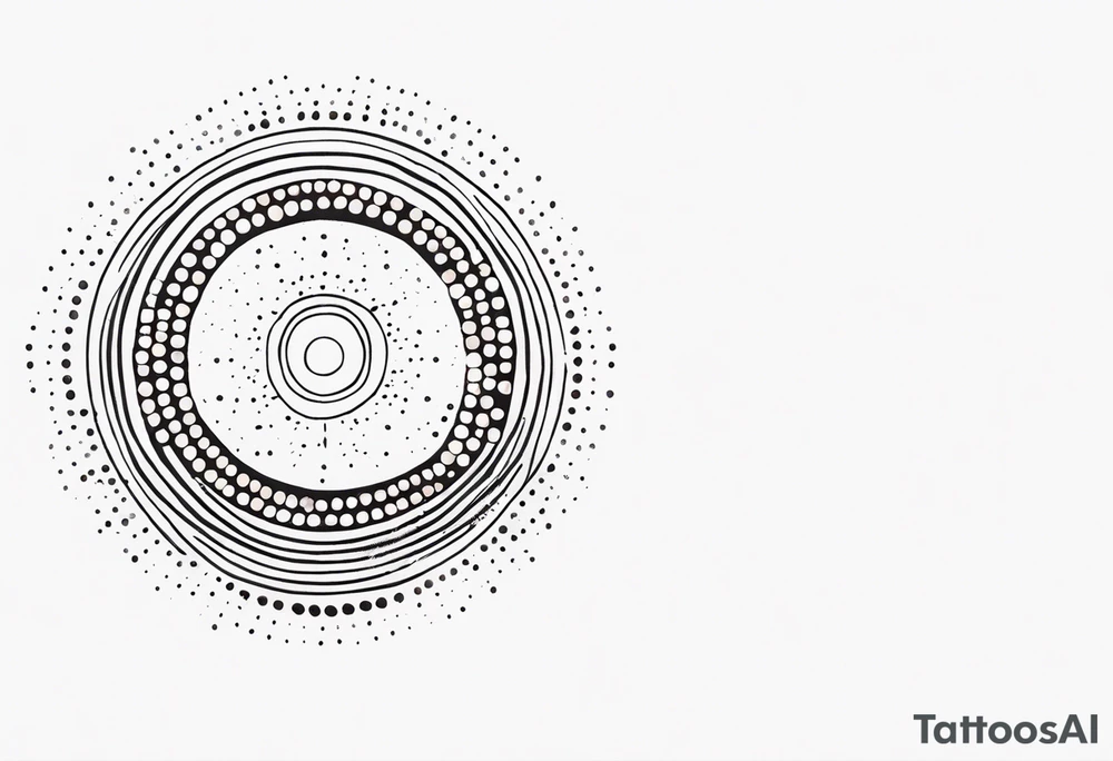 simple sunshine made of black dots with circles tattoo idea