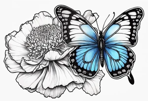 Moon carnation blue butterfly tattoo idea