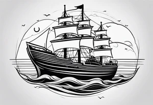 nautical ship tattoo idea