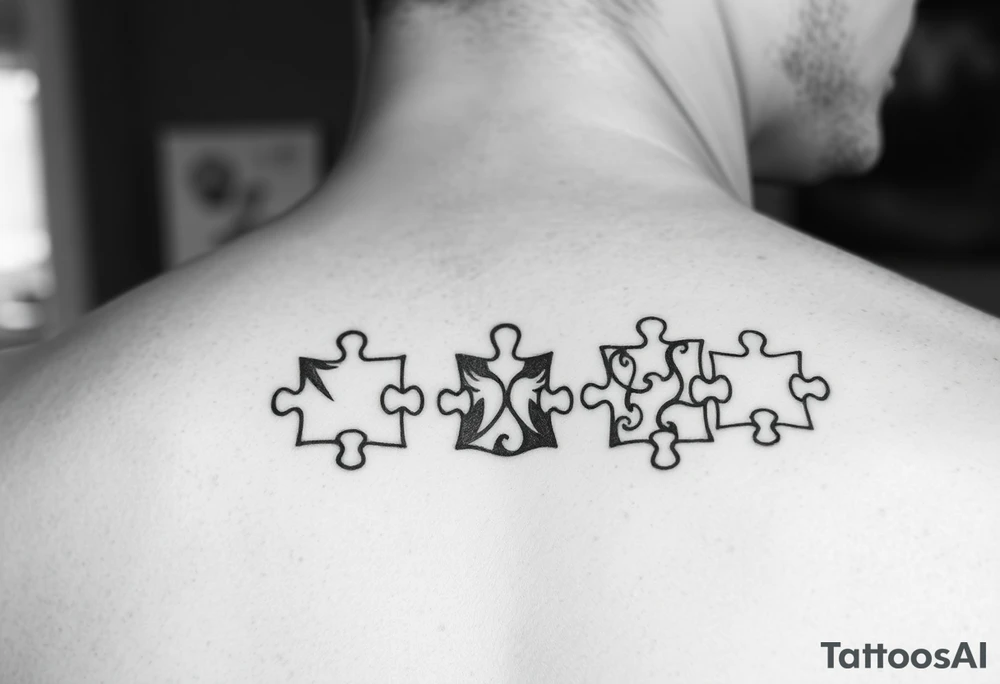 Puzzle pieces of a blended family of 6 tattoo idea