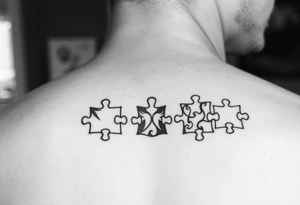Puzzle pieces of a blended family of 6 tattoo idea