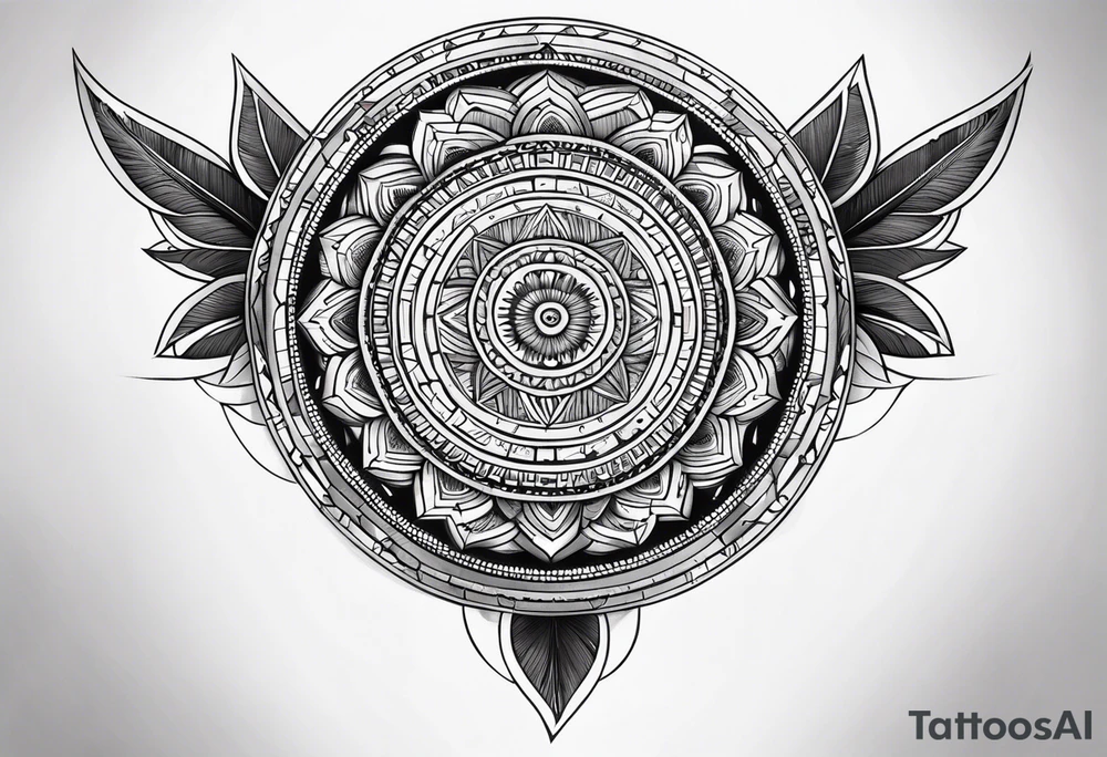 Forearm futuristic mandala design tattoo idea