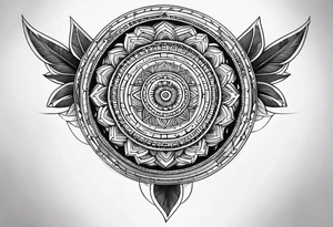 Forearm futuristic mandala design tattoo idea