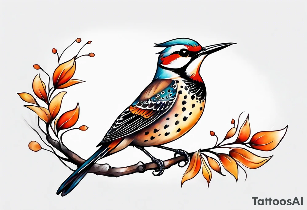 Flicker bird with baby tattoo idea