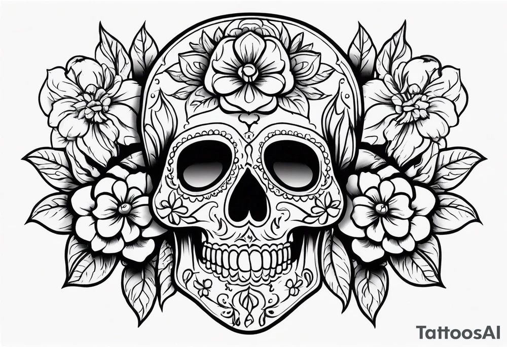 Day of dead skull with no flowers tattoo idea