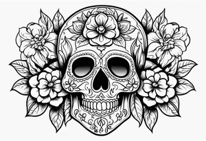 Day of dead skull with no flowers tattoo idea