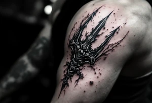 trident ripping thru skin tattoo idea