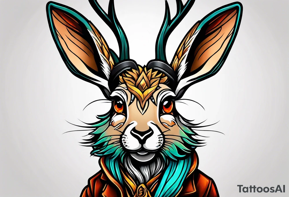 neo traditional jackelope tattoo idea