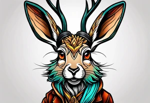 neo traditional jackelope tattoo idea