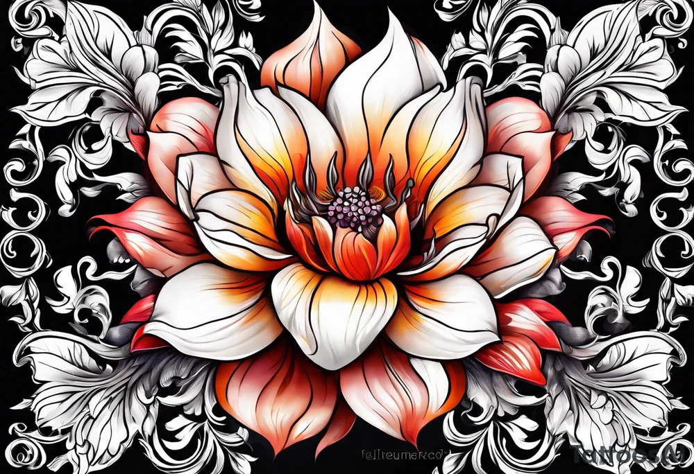 Flower fire for a male tattoo tattoo idea