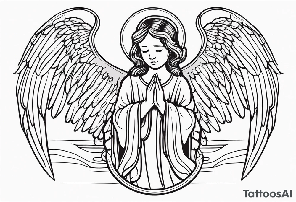 Angel with prayer hands tattoo idea