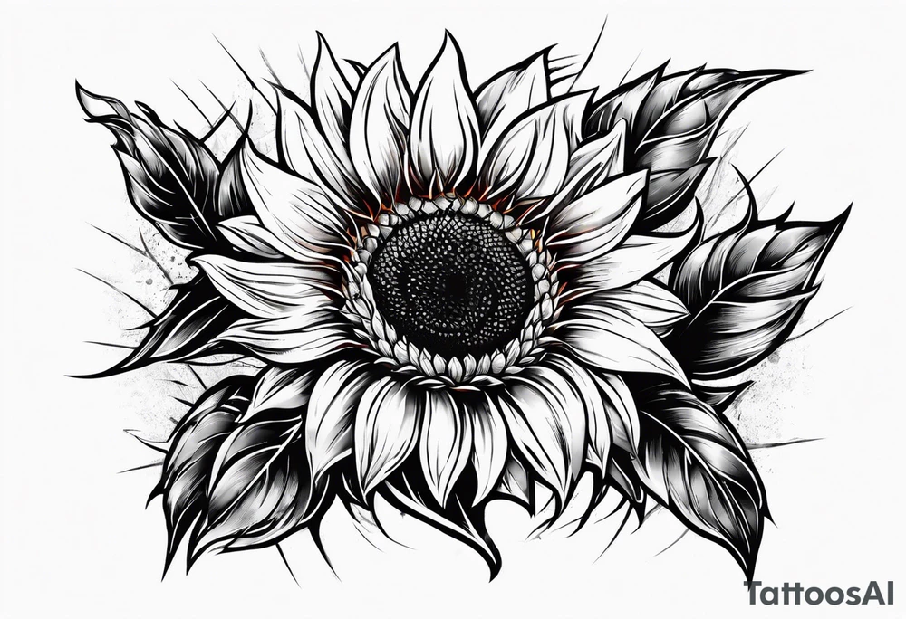 Sunflower, wheat, and barbed wire half sleeve tattoo idea