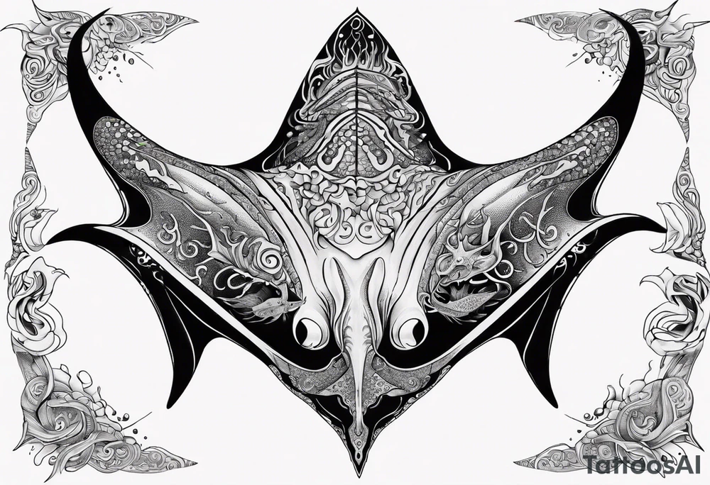 Manta ray in thai tattoo idea