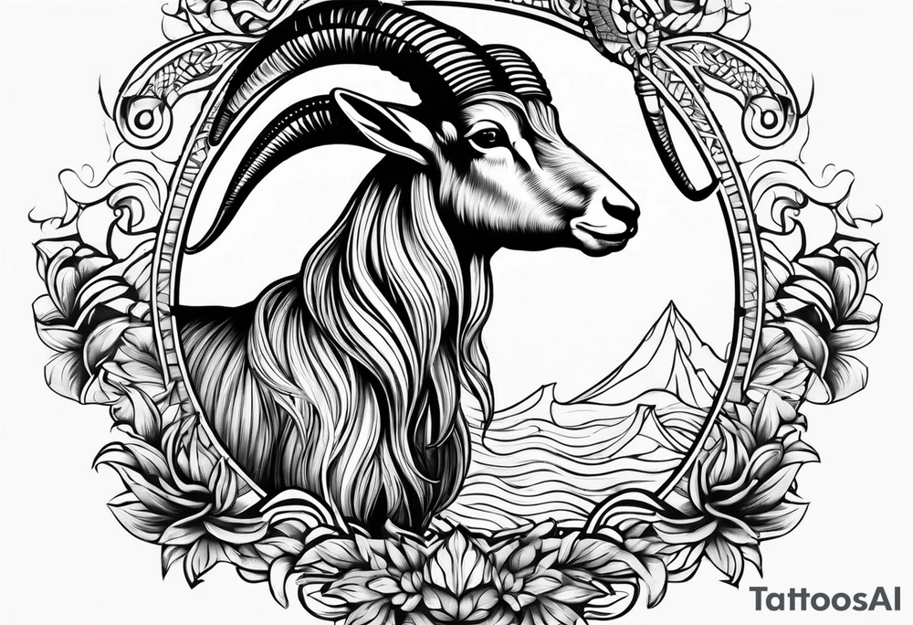 Aquarius goat tattoo idea