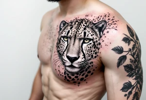 realistic cheetah covering the entire side chest with the number 62 tattoo idea