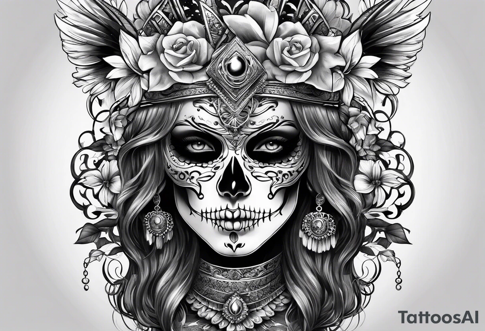 Woman skull tattoo idea