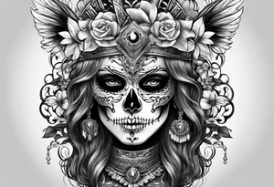 Woman skull tattoo idea