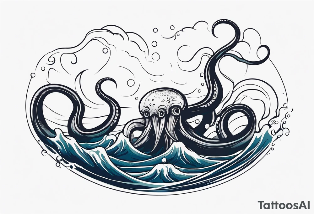 The tentacles of a kraken coming out of the water tattoo idea