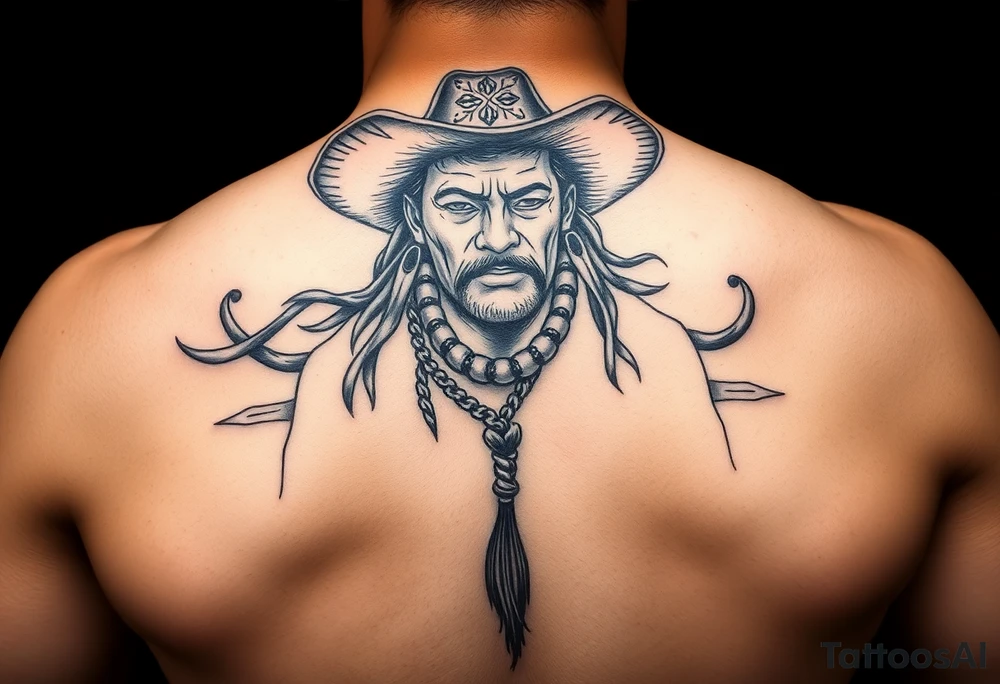 Charro negro in American traditional style tattoo idea