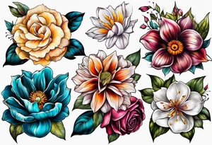 Extremely hyper realistic flowers tattoo idea