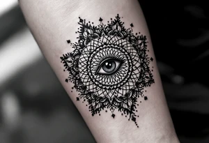 mandala with eye in the middle tattoo idea