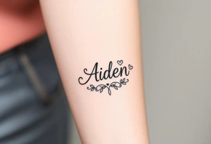 The name Aiden with a love them around it for the forearm tattoo idea