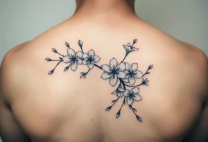 delicate cherry blossoms swirling in spring breeze with petals tattoo idea