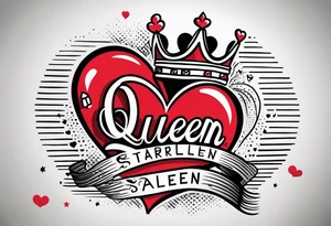 queen of hearts -on forearm - with text saying "queen starleen" tattoo idea