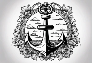 Anchor with the word sonder in the stem of the anchor tattoo idea