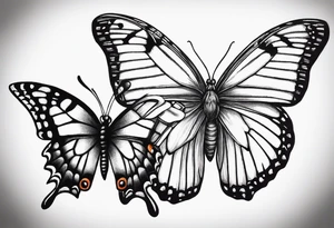 a butterfly and a moth next to each other small under the collar bone tattoo idea