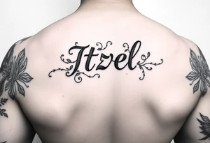 Itzel name on arm with vines around tattoo idea